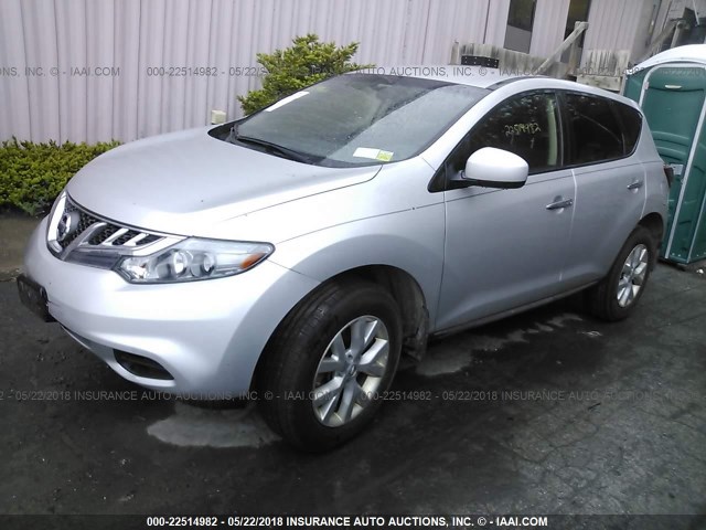 JN8AZ1MW7EW518162 - 2014 NISSAN Murano S/SL/SV/LE SILVER photo 2