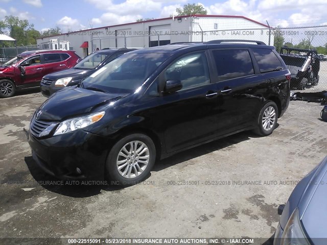 5TDYK3DC5FS638544 - 2015 TOYOTA SIENNA XLE/LIMITED BLACK photo 2