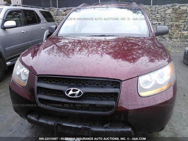 5NMSG73D29H254561 - 2009 HYUNDAI SANTA FE GLS RED photo 6