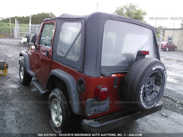 1J4FA29P21P327490 - 2001 JEEP WRANGLER / TJ SE ORANGE photo 3