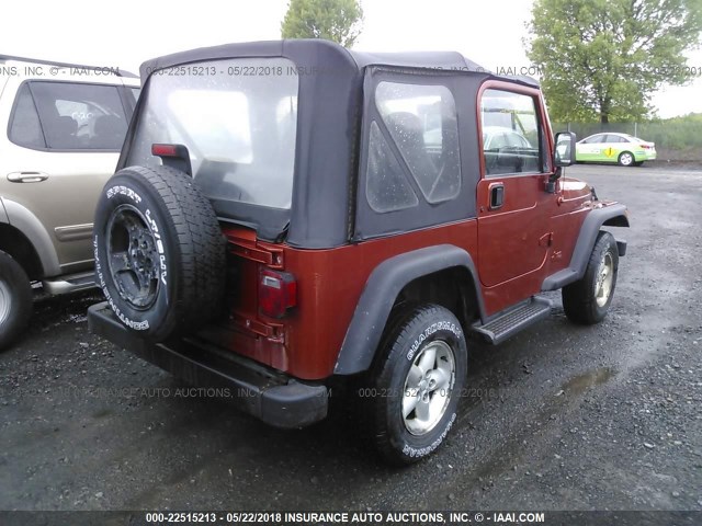 1J4FA29P21P327490 - 2001 JEEP WRANGLER / TJ SE ORANGE photo 4