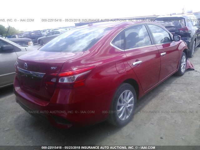 3N1AB7AP8JL632738 - 2018 NISSAN SENTRA S/SV/SR/SL RED photo 4