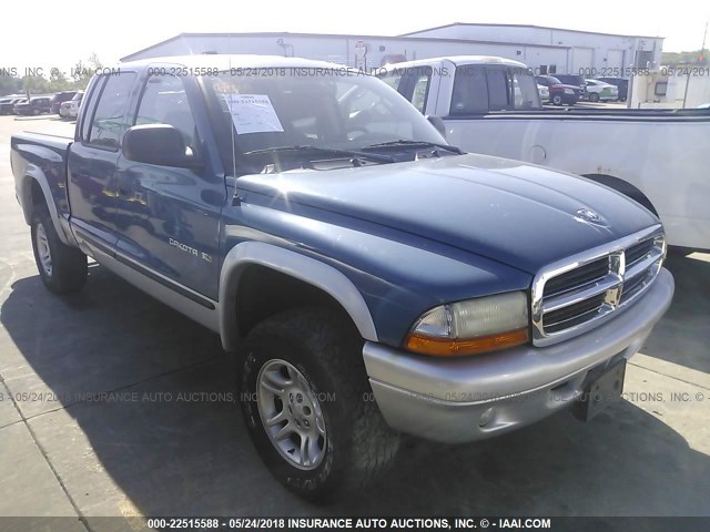 1B7HG48N42S614031 - 2002 DODGE DAKOTA QUAD SLT BLUE photo 1