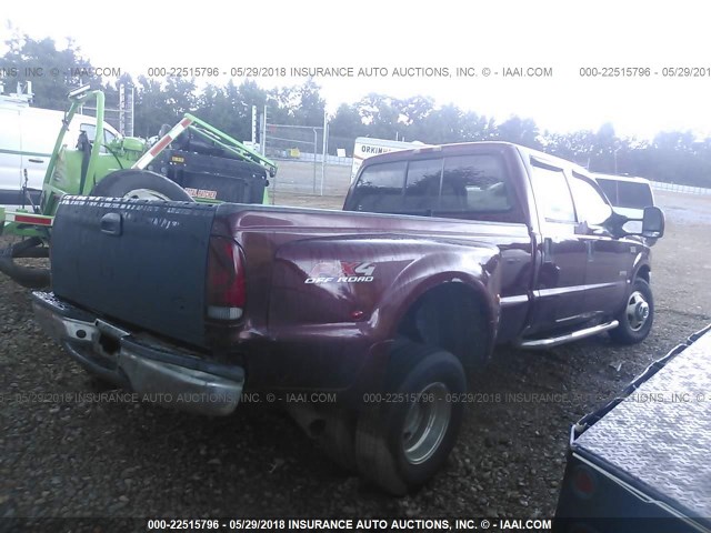 1FTWW33P84EC60433 - 2004 FORD F350 SUPER DUTY MAROON photo 4