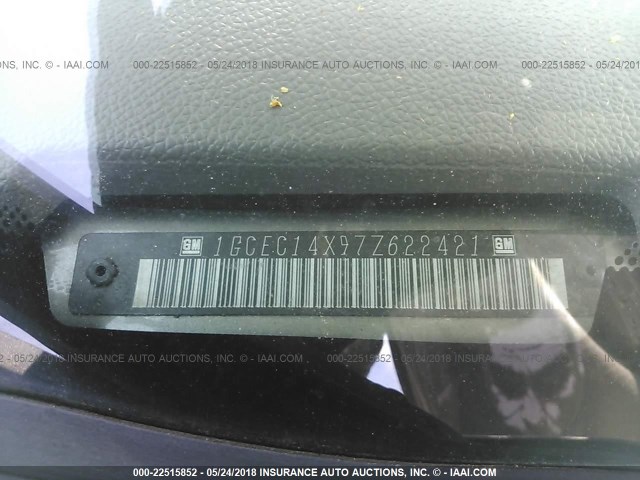 1GCEC14X97Z622421 - 2007 CHEVROLET SILVERADO C1500 CLASSIC GRAY photo 9