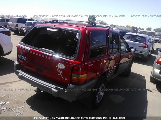 1J4GZ58YXTC227284 - 1996 JEEP GRAND CHEROKEE LAREDO RED photo 4