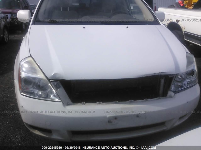 KNDMB233096279053 - 2009 KIA SEDONA EX/LX WHITE photo 6