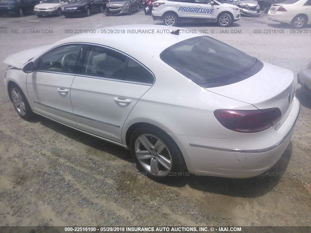 WVWBP7AN7DE567838 - 2013 VOLKSWAGEN CC SPORT WHITE photo 3