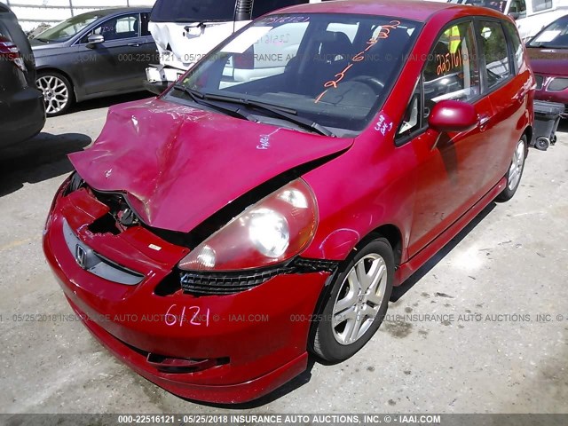 JHMGD37607S037920 - 2007 HONDA FIT S RED photo 2