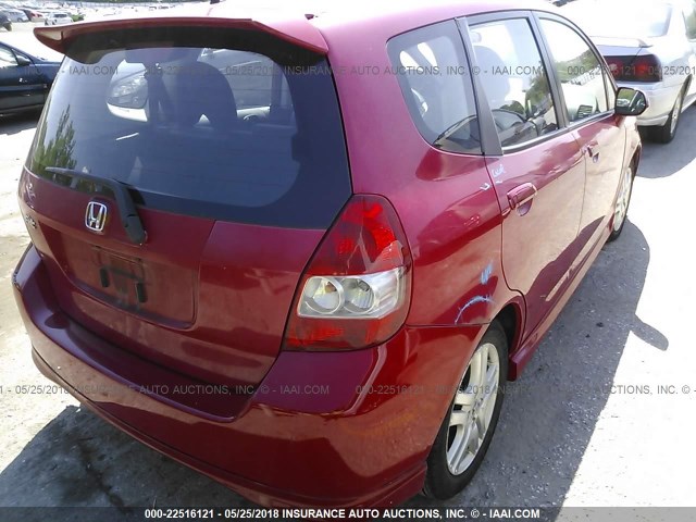 JHMGD37607S037920 - 2007 HONDA FIT S RED photo 4