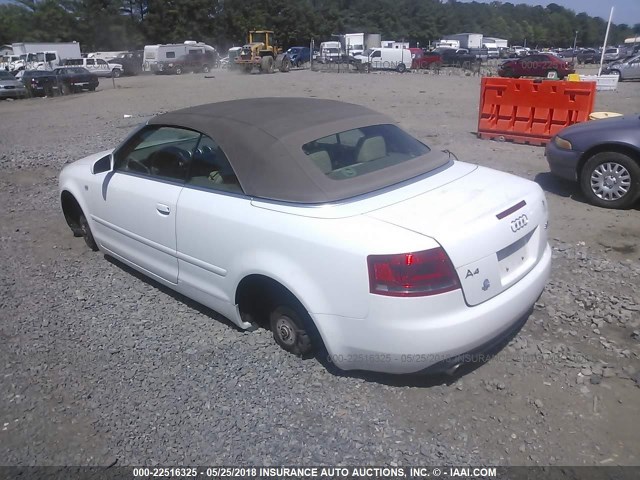 WAUDF48H88K006997 - 2008 AUDI A4 2.0T CABRIOLET QUATTRO WHITE photo 3