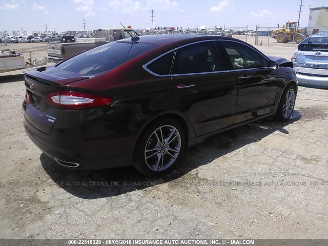 3FA6P0K9XFR113213 - 2015 FORD FUSION TITANIUM MAROON photo 4