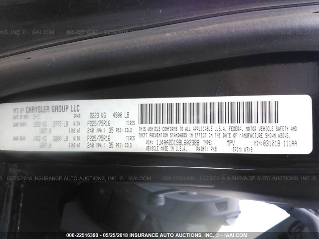 1J4AA2D19BL602388 - 2011 JEEP WRANGLER SPORT 黑色 照片 9