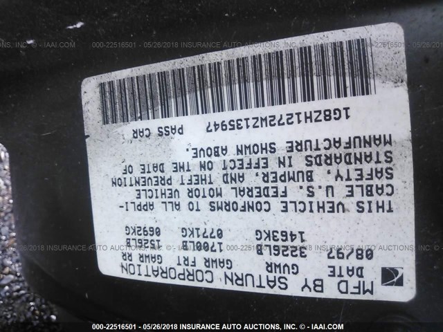 1G8ZH1272WZ135947 - 1998 SATURN SC2 GREEN photo 9