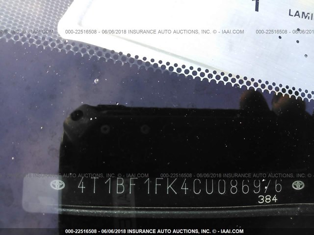 4T1BF1FK4CU086976 - 2012 TOYOTA CAMRY SE/LE/XLE 灰色 照片 9