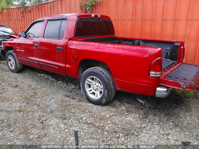 1B7HL2AN01S265054 - 2001 DODGE DAKOTA QUAD RED photo 3