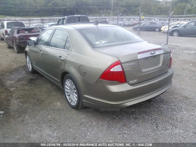 3FADP0L37CR223004 - 2012 FORD FUSION HYBRID GREEN photo 3