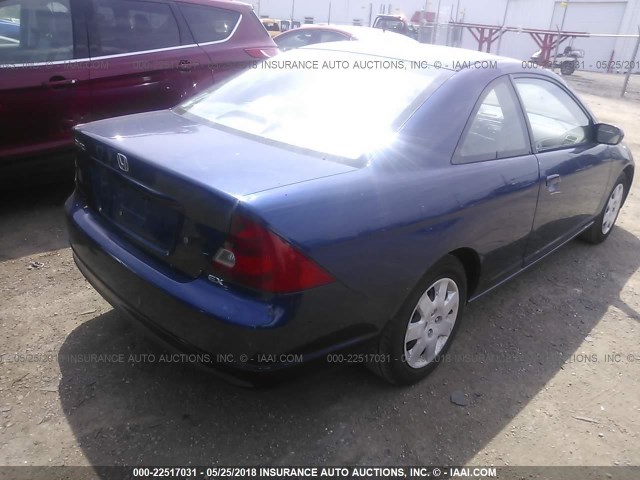 1HGEM22971L026646 - 2001 HONDA CIVIC SI/EX BLUE photo 4