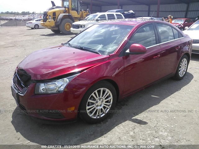 1G1PJ5SC4C7208239 - 2012 CHEVROLET CRUZE ECO RED photo 2