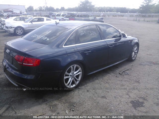 WAUDGAFL9CA085761 - 2012 AUDI S4 PREMIUM PLUS BLUE photo 4