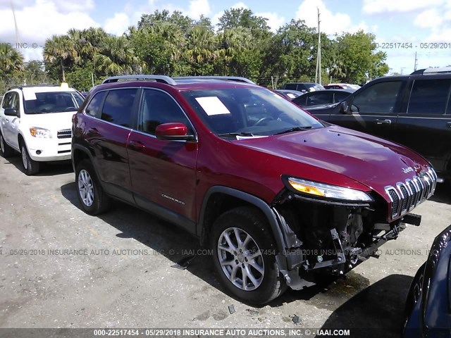 1C4PJMCBXEW185663 - 2014 JEEP CHEROKEE LATITUDE RED photo 1