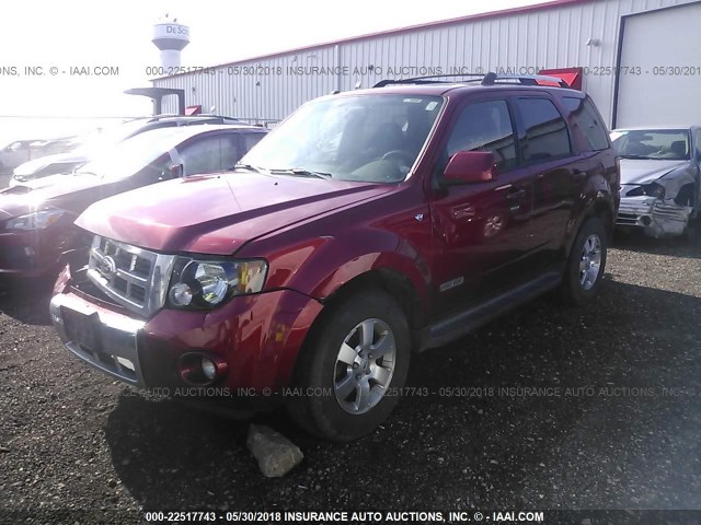 1FMCU94198KA60279 - 2008 FORD ESCAPE LIMITED RED photo 2