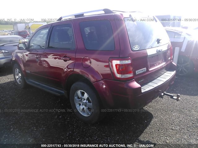 1FMCU94198KA60279 - 2008 FORD ESCAPE LIMITED RED photo 3
