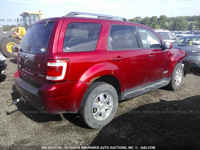 1FMCU94198KA60279 - 2008 FORD ESCAPE LIMITED RED photo 4