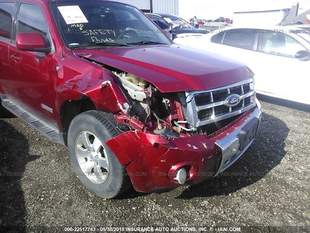 1FMCU94198KA60279 - 2008 FORD ESCAPE LIMITED RED photo 6