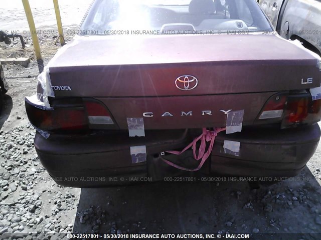 JT2BG12K8T0341104 - 1996 TOYOTA CAMRY DX/LE/XLE RED photo 6