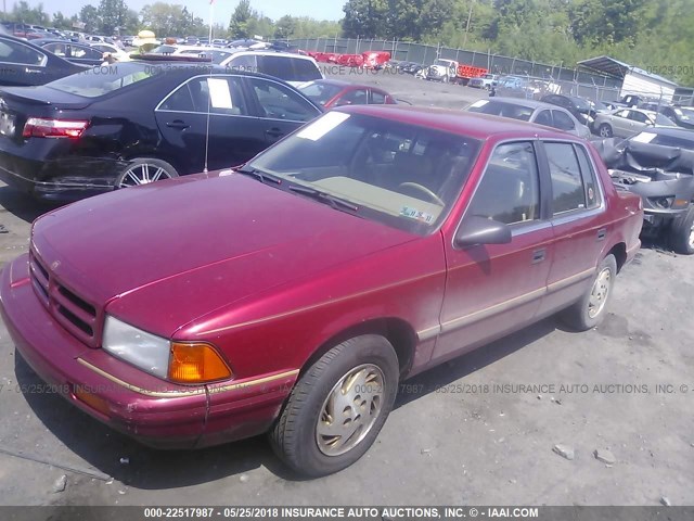 1B3AA46K7SF566725 - 1995 DODGE SPIRIT MAROON photo 2