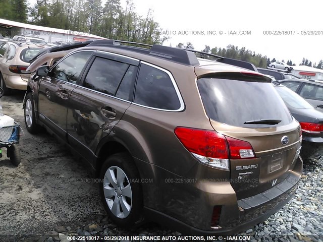 4S4BRBCC5B3438686 - 2011 SUBARU OUTBACK 2.5I PREMIUM BROWN photo 3