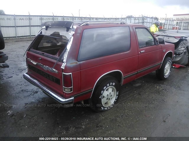 1GNCT18Z1J0152939 - 1988 CHEVROLET BLAZER S10 RED photo 4