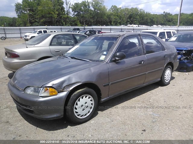 JHMEG8658NS011390 - 1992 HONDA CIVIC LX/EX GRAY photo 2