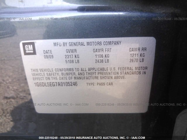 1G6DL5EG7A0105246 - 2010 CADILLAC CTS PERFORMANCE COLLECTION Серый фото 9