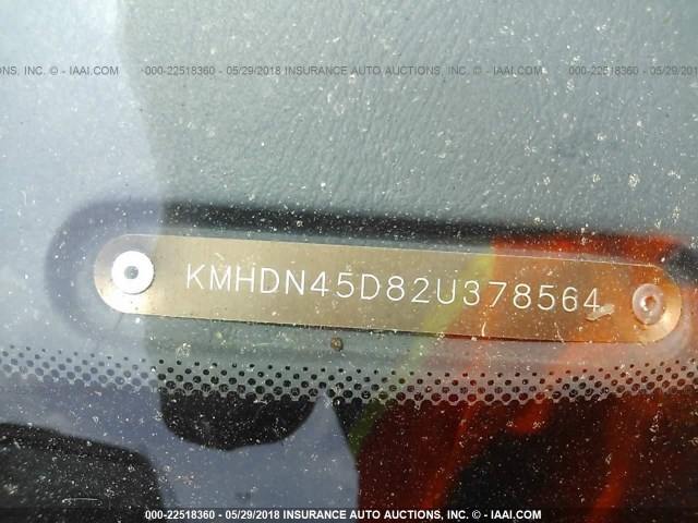 KMHDN45D82U378564 - 2002 HYUNDAI ELANTRA GLS/GT BLUE photo 9