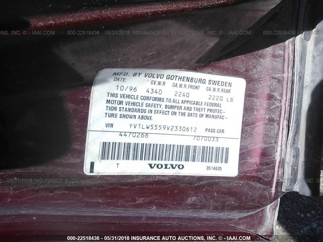 YV1LW5559V2330612 - 1997 VOLVO 850 كستنائي صورة 9