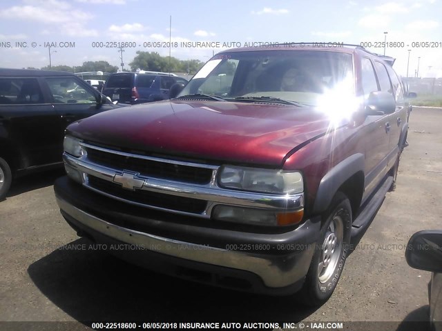 1GNFK16TX1J271016 - 2001 CHEVROLET SUBURBAN K1500 MAROON photo 2