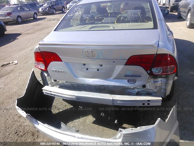 JHMFA36256S004879 - 2006 HONDA CIVIC HYBRID SILVER photo 6