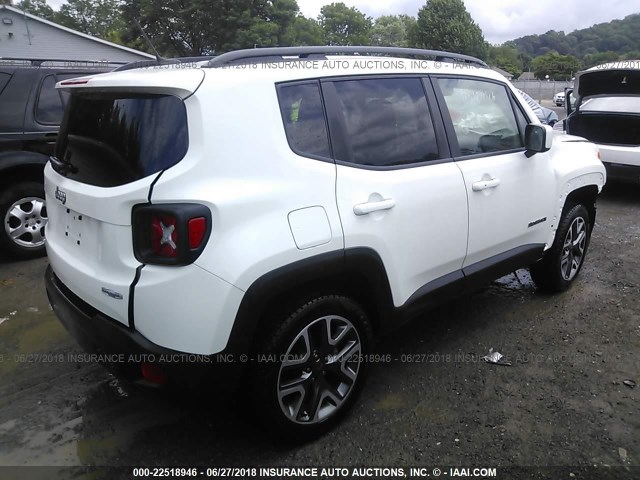 ZACCJBBB5HPF21564 - 2017 JEEP RENEGADE LATITUDE WHITE photo 4