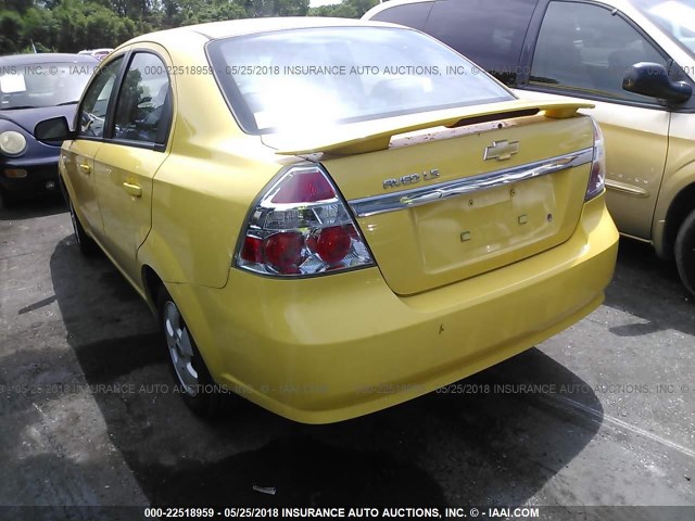 KL1TD56657B128752 - 2007 CHEVROLET AVEO LS YELLOW photo 3