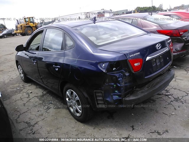 KMHDU4AD5AU886630 - 2010 HYUNDAI ELANTRA BLUE/GLS/SE BLUE photo 3