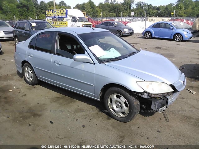 JHMES96655S015507 - 2005 HONDA CIVIC HYBRID BLUE photo 1