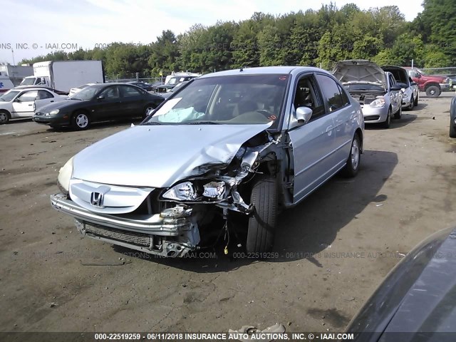 JHMES96655S015507 - 2005 HONDA CIVIC HYBRID BLUE photo 2