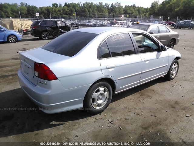 JHMES96655S015507 - 2005 HONDA CIVIC HYBRID BLUE photo 4