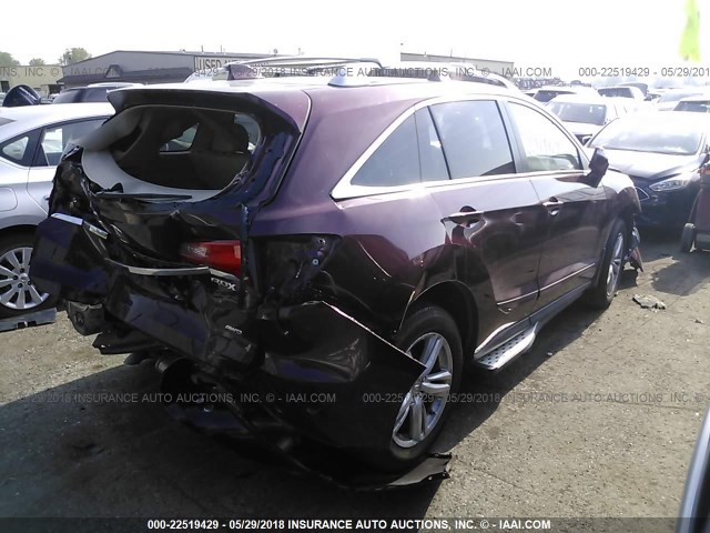 5J8TB4H54FL016936 - 2015 ACURA RDX TECHNOLOGY BURGUNDY photo 4