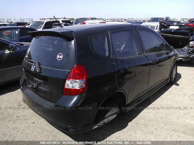 JHMGD38617S046544 - 2007 HONDA FIT S BLACK photo 4