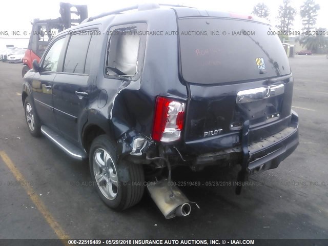 5FNYF3H70CB010876 - 2012 HONDA PILOT EXLN BLUE photo 3