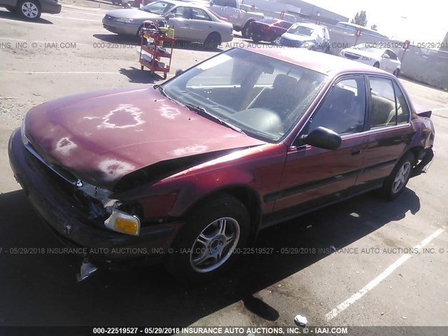 JHMCB7655LC007465 - 1990 HONDA ACCORD LX/EX RED photo 2