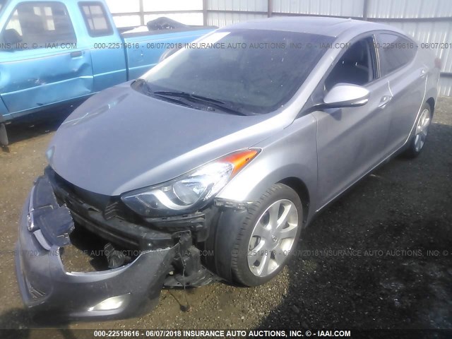 KMHDH4AE1DU883645 - 2013 HYUNDAI ELANTRA GLS/LIMITED GRAY photo 2